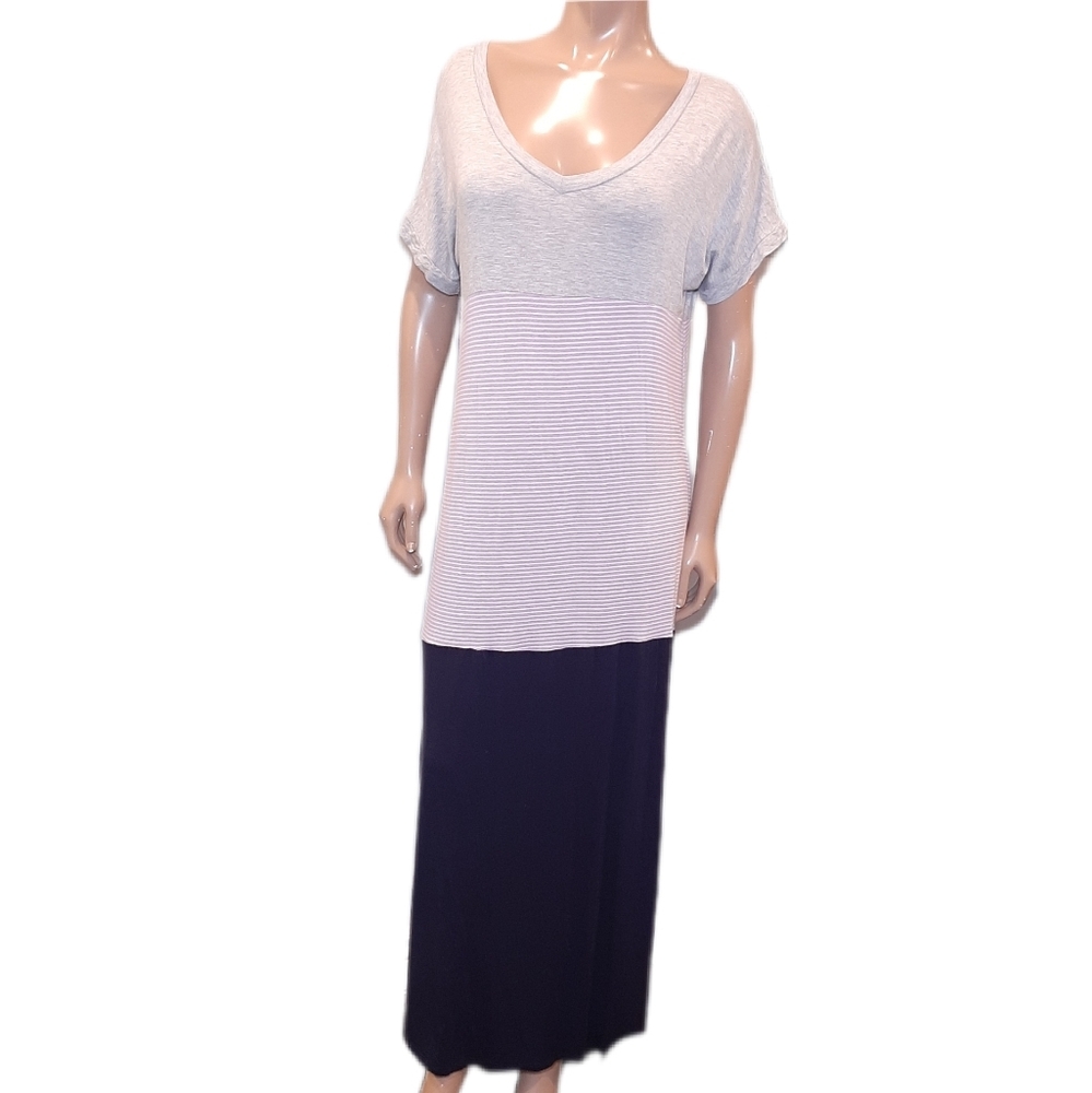 Reborn J Oversized Tshirt Maxi Dress Vneck Short Sleeve Colorblock Size Small